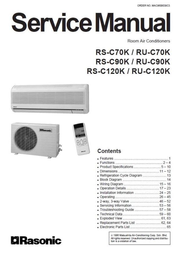 RS-C70K, RS-C90K, RS-C120K, RU-C70K, RU-C90K, RU-C120K